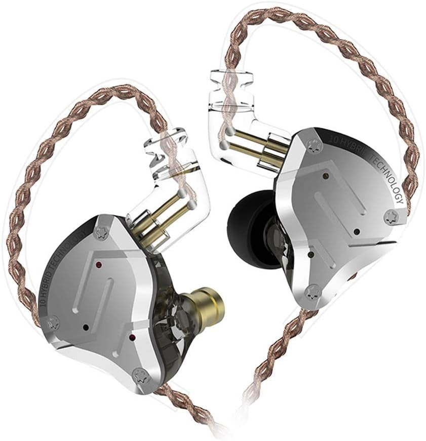 KZ ZS10 Pro in Ear Monitor Earbuds Headphone, Gaming Earbuds with 4BA and 1DD Drivers, KZ Hifi IEM Earphone Upgraded ZS10 Pro with Detachable 0.75Mm 2 Pin 6N OFC Cable (Black No Mic)