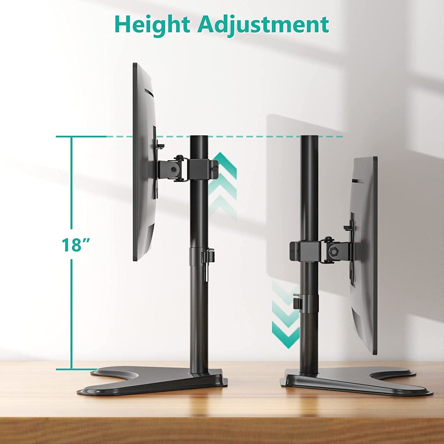 Single Monitor Stand for 13-32 Inch Computer Screens, Freestanding Single Monitor Arm Desk Mount, Universal VESA Monitor Mount 75X75/100X100Mm, Adjustable Height and Angle, (MF001), Black