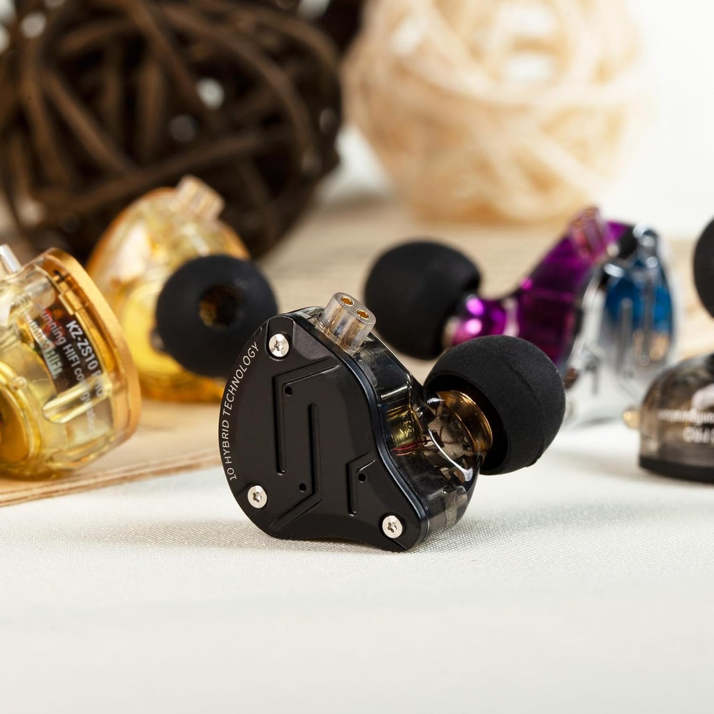 KZ ZS10 Pro in Ear Monitor Earbuds Headphone, Gaming Earbuds with 4BA and 1DD Drivers, KZ Hifi IEM Earphone Upgraded ZS10 Pro with Detachable 0.75Mm 2 Pin 6N OFC Cable (Black No Mic)