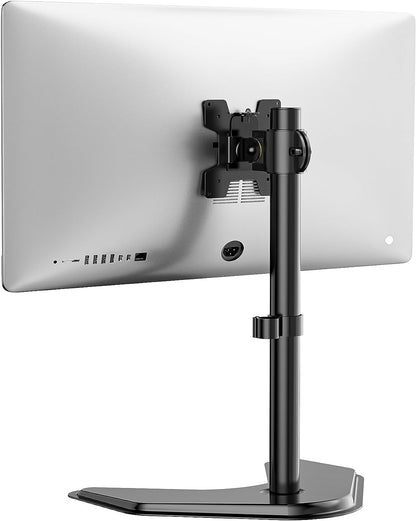 Single Monitor Stand for 13-32 Inch Computer Screens, Freestanding Single Monitor Arm Desk Mount, Universal VESA Monitor Mount 75X75/100X100Mm, Adjustable Height and Angle, (MF001), Black