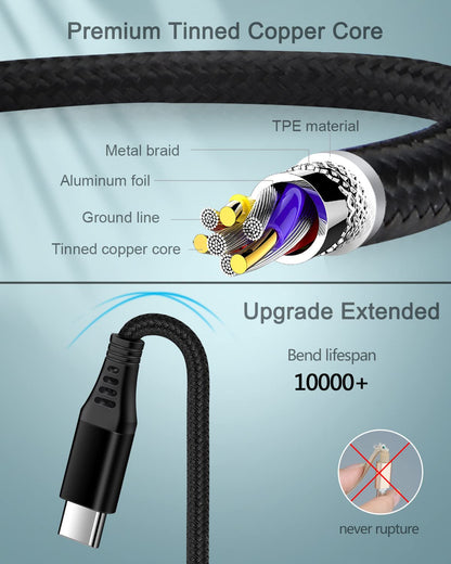 USB Type C Cable for Apple Iphone 15/15 Plus/ 15 Pro/ 15 Pro Max, 2Pack 6Ft Fast Charging Power Cords, Type C to C Cable for Samsung Galaxy S23 Ultra S22, Google Pixel 7 Pro 7A 6 6A Android USBC Cord
